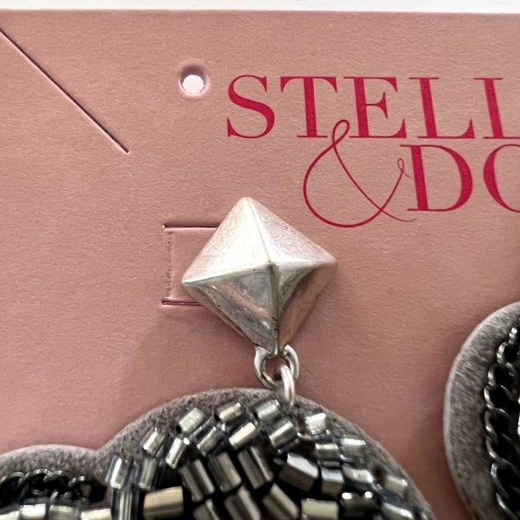 NIB Stella & Dot Dove Statement Earrings Beaded Silver Post - Picture 9 of 11